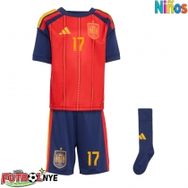 Camiseta España Nico Williams #17 Primera Equipación para niños Mundial 2026 manga corta (+ pantalones cortos)